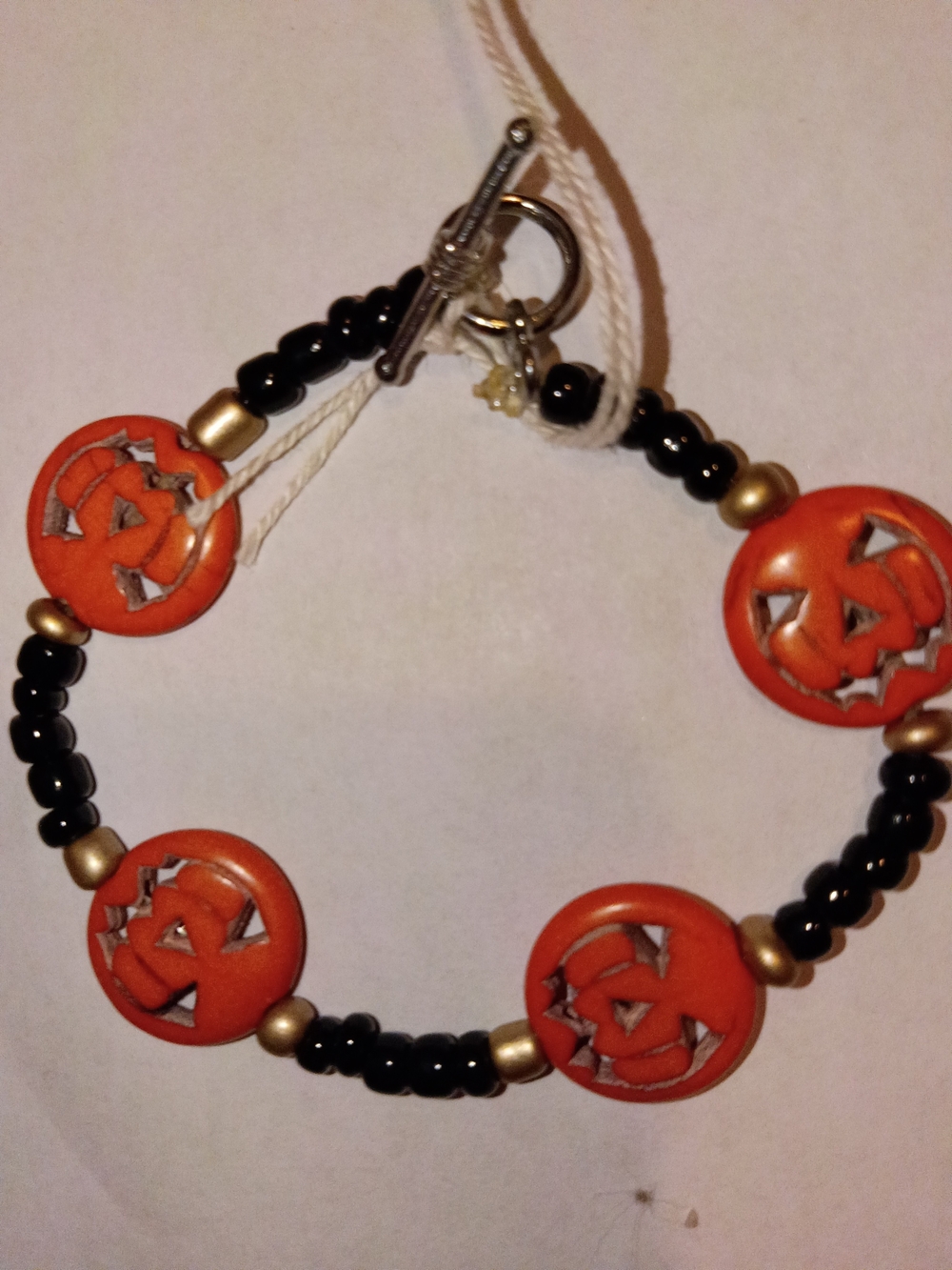 Orange Pumpkin Bead Bracelet for Women